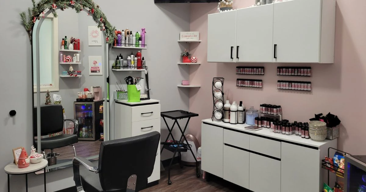 fully decorated hair salon studio inside phenix salon suites in cinnaminson nj