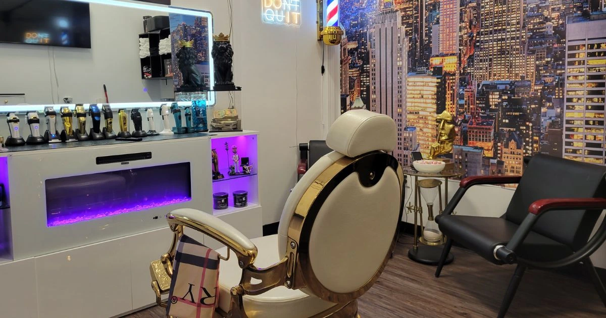 a barbering experience that sets the mood with this custom barbering suite inside phenix salon suites whitehall pa